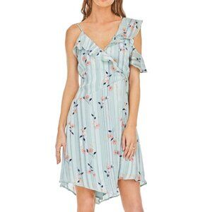 ASTR Mint Josie Ruffle Cold Shoulder Mini Dress